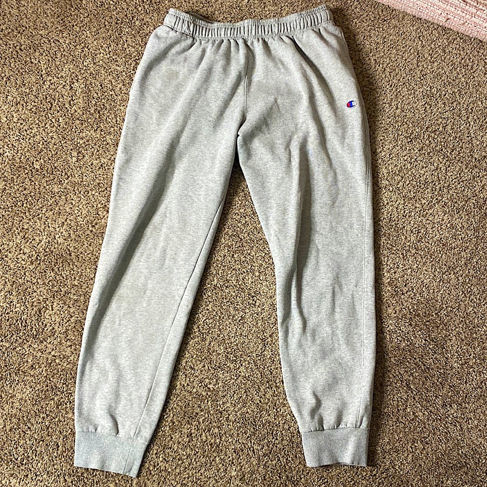 L grey champion brand sweatpants!